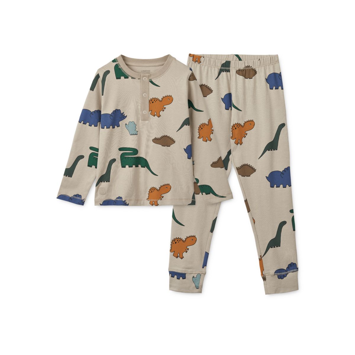 LIEWOOD Wilhelm Pyjamassæt Med Print - Dinosaurs / Mist - Pyjamassæt