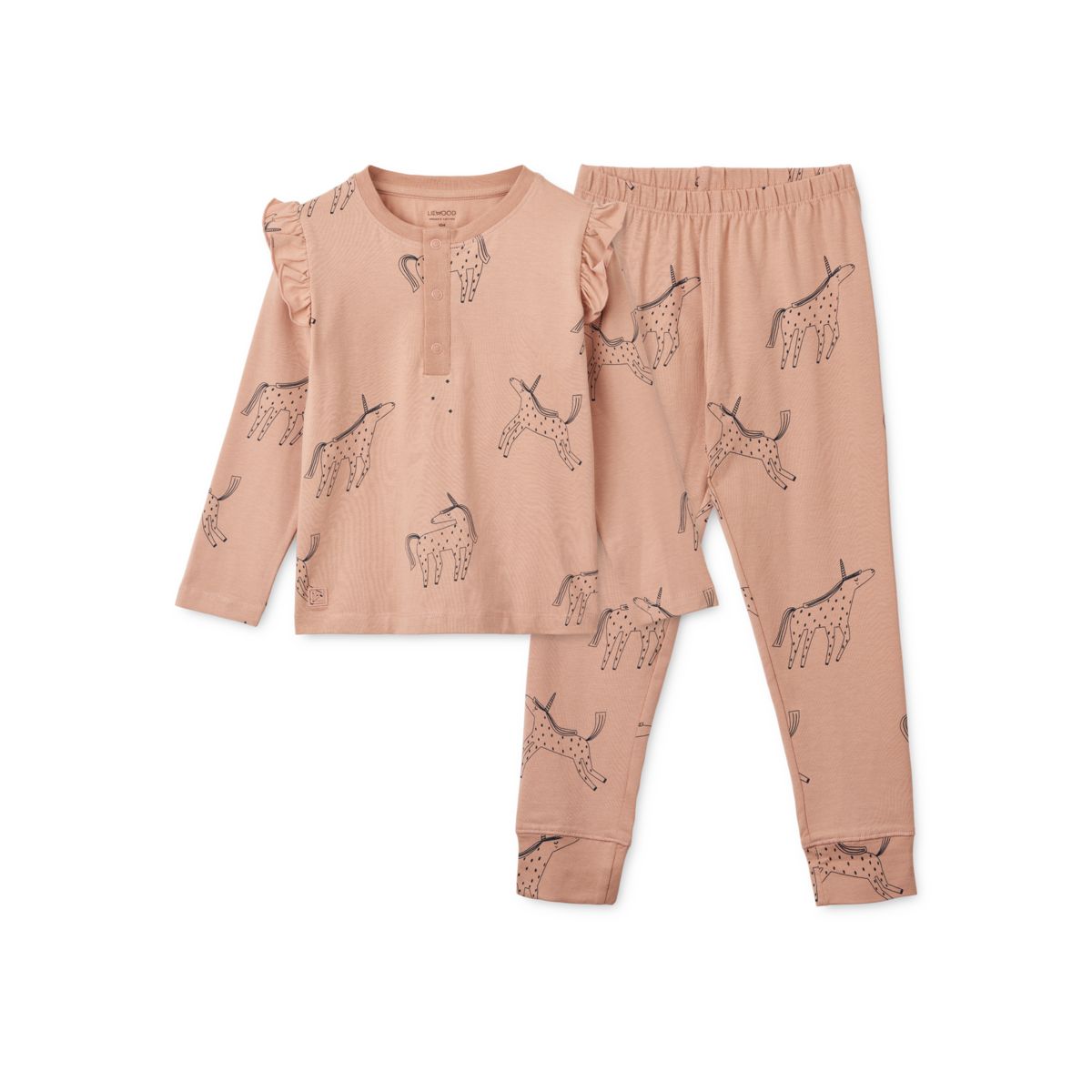 LIEWOOD Wilhelm Pyjamassæt Med Flæser Og Print - Unicorn / Pale tuscany - Pyjamassæt