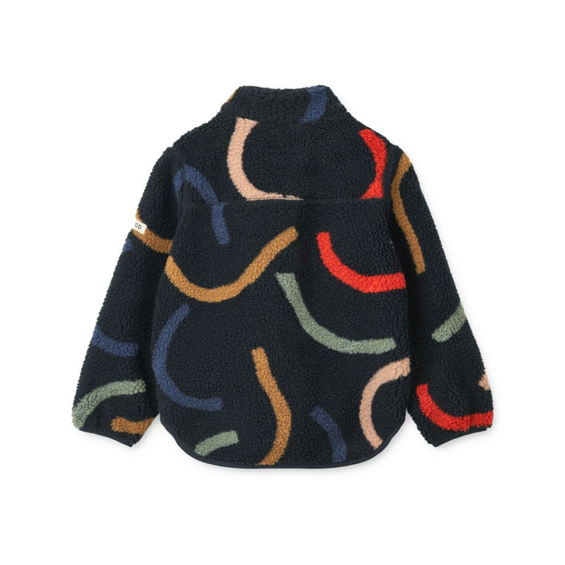 LIEWOOD Nolan Fleecejakke - Graphic swirls / Classic navy - Jakker