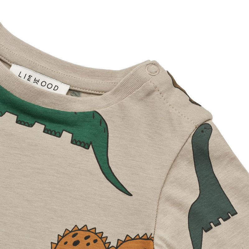 LIEWOOD Apia Baby T-Shirt Med Print - Dinosaurs / Mist - T-shirt