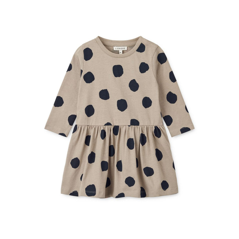 LIEWOOD Lima Baby Printed Longsleeve Dress - Spot dots / Mist - Kjole