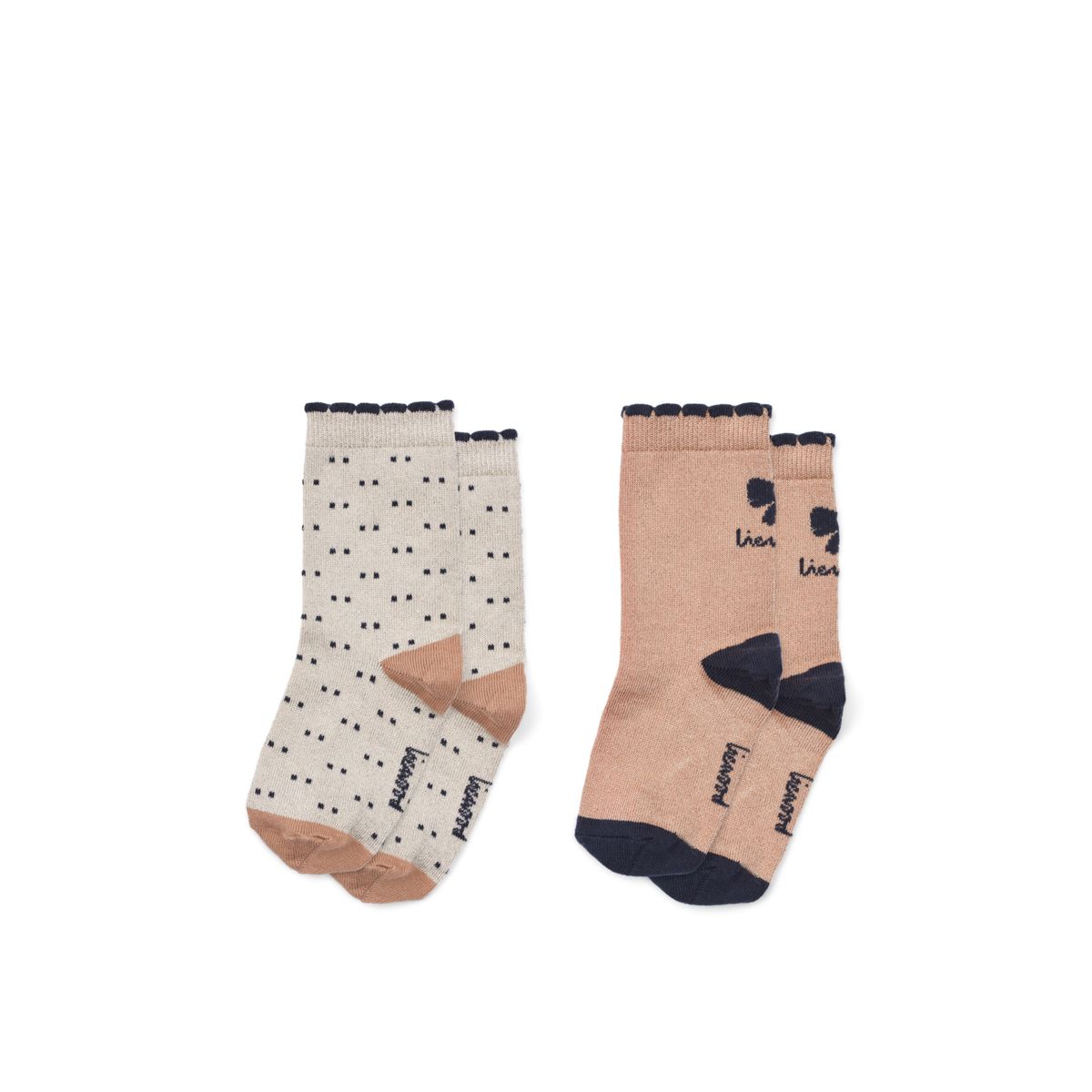 LIEWOOD Azenore Strømper 2-Pak - Bow Tuscany rose / Double dots mix - Sokker/Strømpebukser
