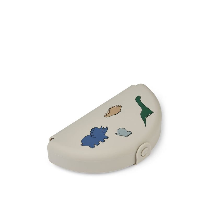 LIEWOOD Eugene Foldbar Snackboks - Dinosaurs / Mist - Madkasse