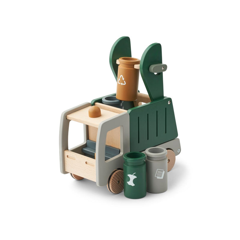 LIEWOOD Irina Skraldebil Med Affaldssortering - Garden green multi mix -