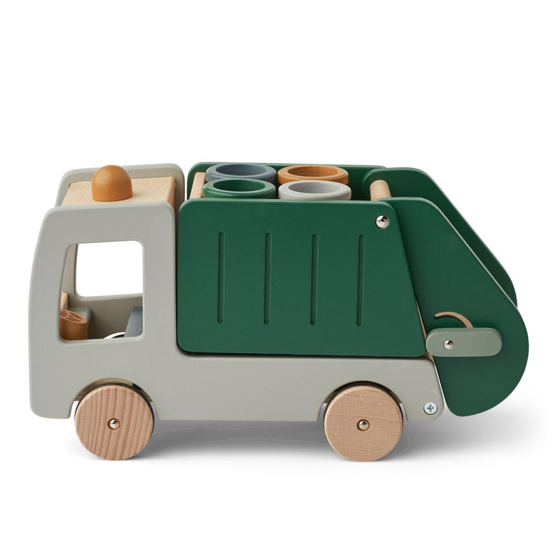 LIEWOOD Irina Skraldebil Med Affaldssortering - Garden green multi mix -