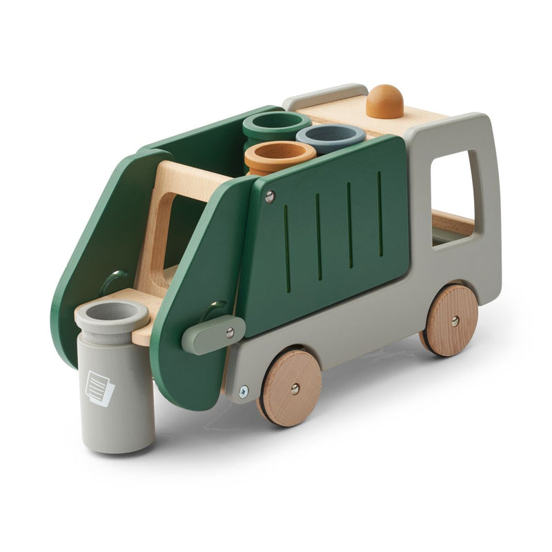 LIEWOOD Irina Skraldebil Med Affaldssortering - Garden green multi mix -