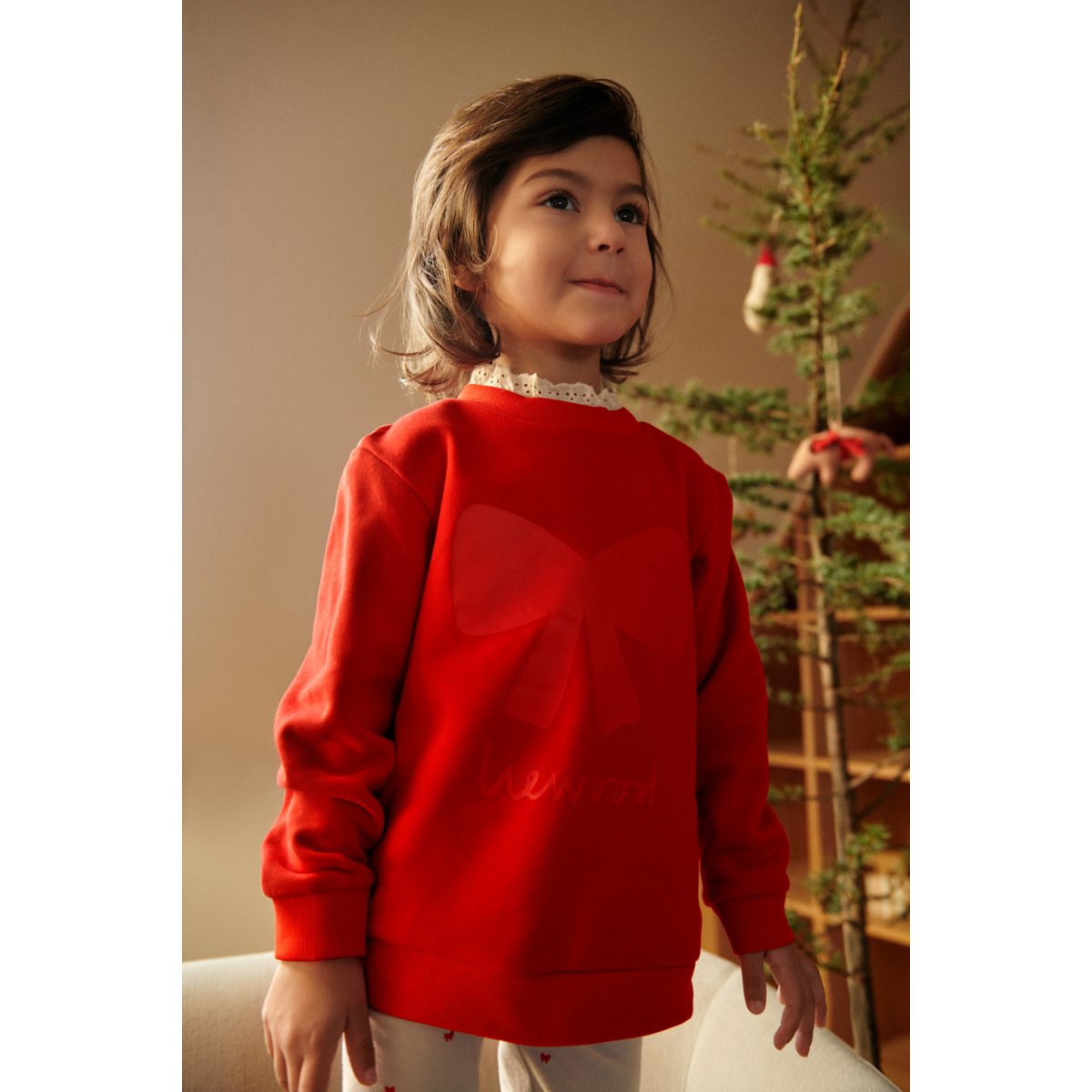 LIEWOOD Rakel Sweatshirt Med Blonder - Holiday bow dark red / Apple red - Sweatshirts