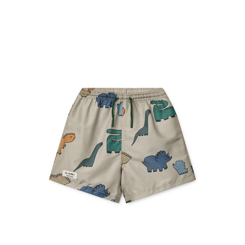 LIEWOOD Duke Badebukser med print - Dinosaurs / Mist - Badeshorts