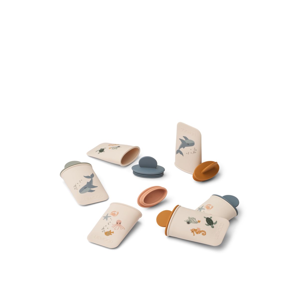 LIEWOOD Malik Mini Skubop-is med print 6 stk - Sea creature / Sandy - Isforme