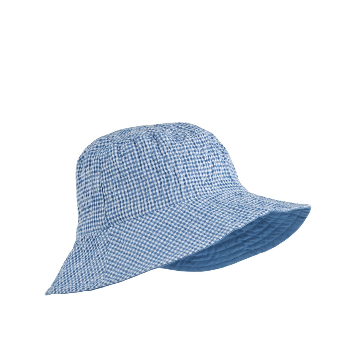 Liewood Damon Seersucker Bucket Hat - Y/D Check Riverside / Crisp white - HATS/CAP