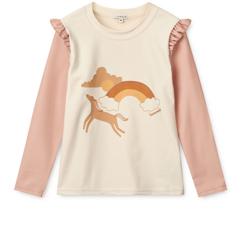 LIEWOOD Tenley Bade-T-Shirt Med Print - Pale tuscany / Ecru - Svømmetrøje