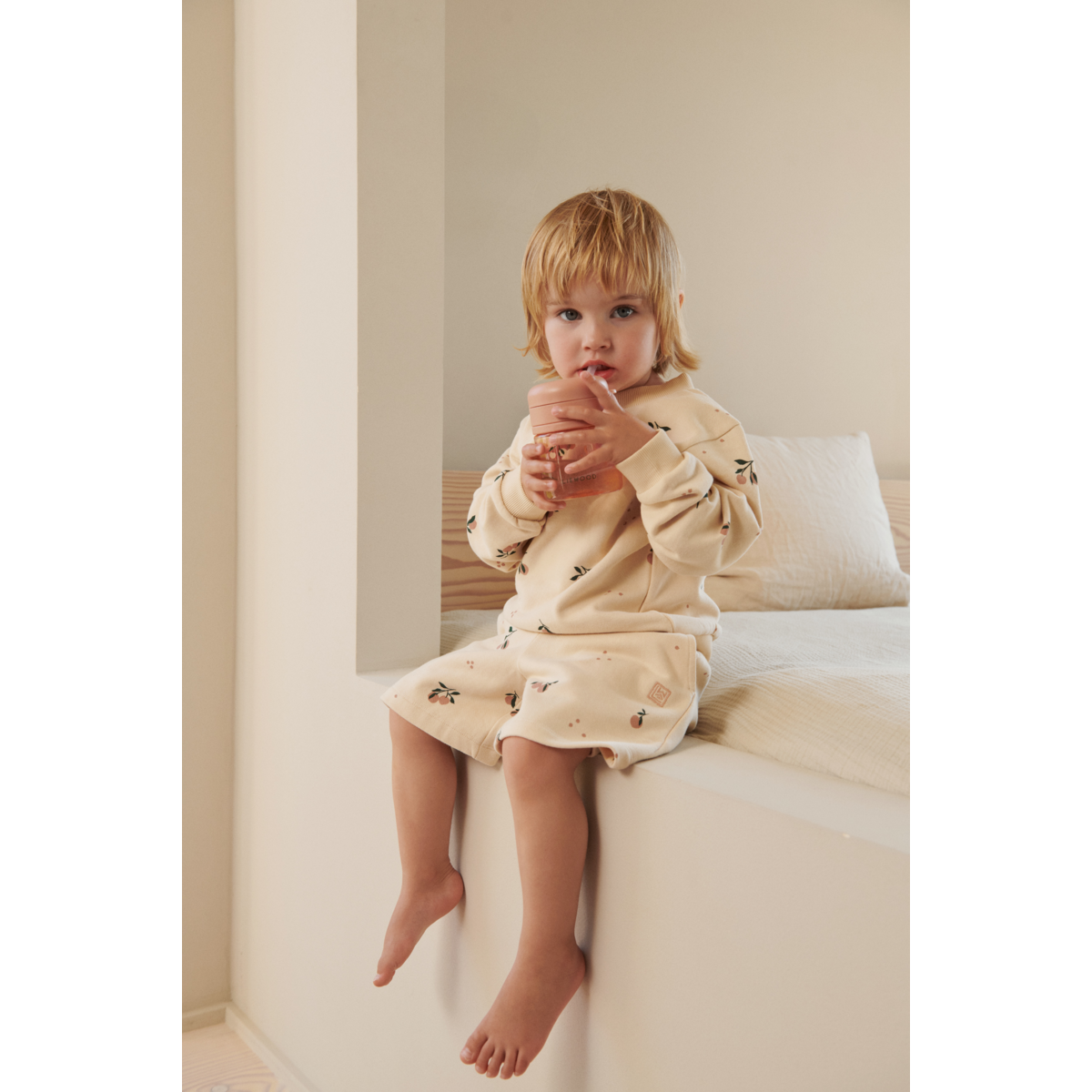 LIEWOOD Gram Sweatshorts med print - Peach / Sea shell - Shorts