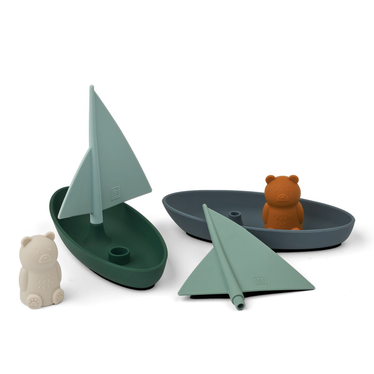 LIEWOOD Ensley legetøjsbåde 2 stk - Whale blue multi mix - Badelegetøj