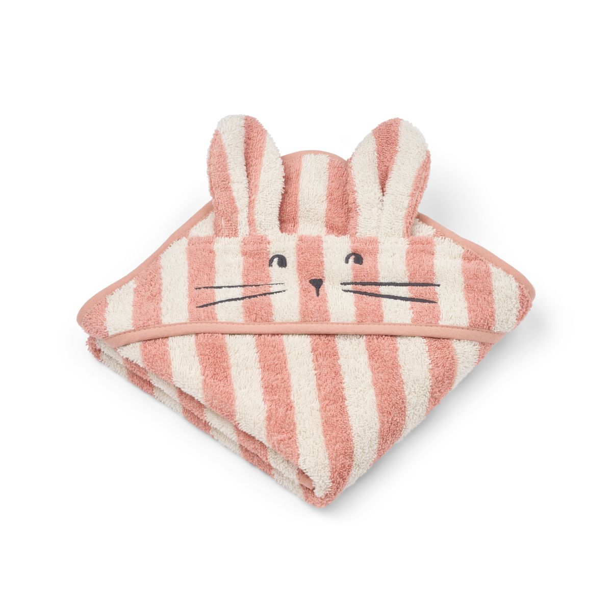 LIEWOOD ALBERT babyhåndklæde med hætte - Coral blush / creme de la creme stripe - Håndklæder / Vaskeklude