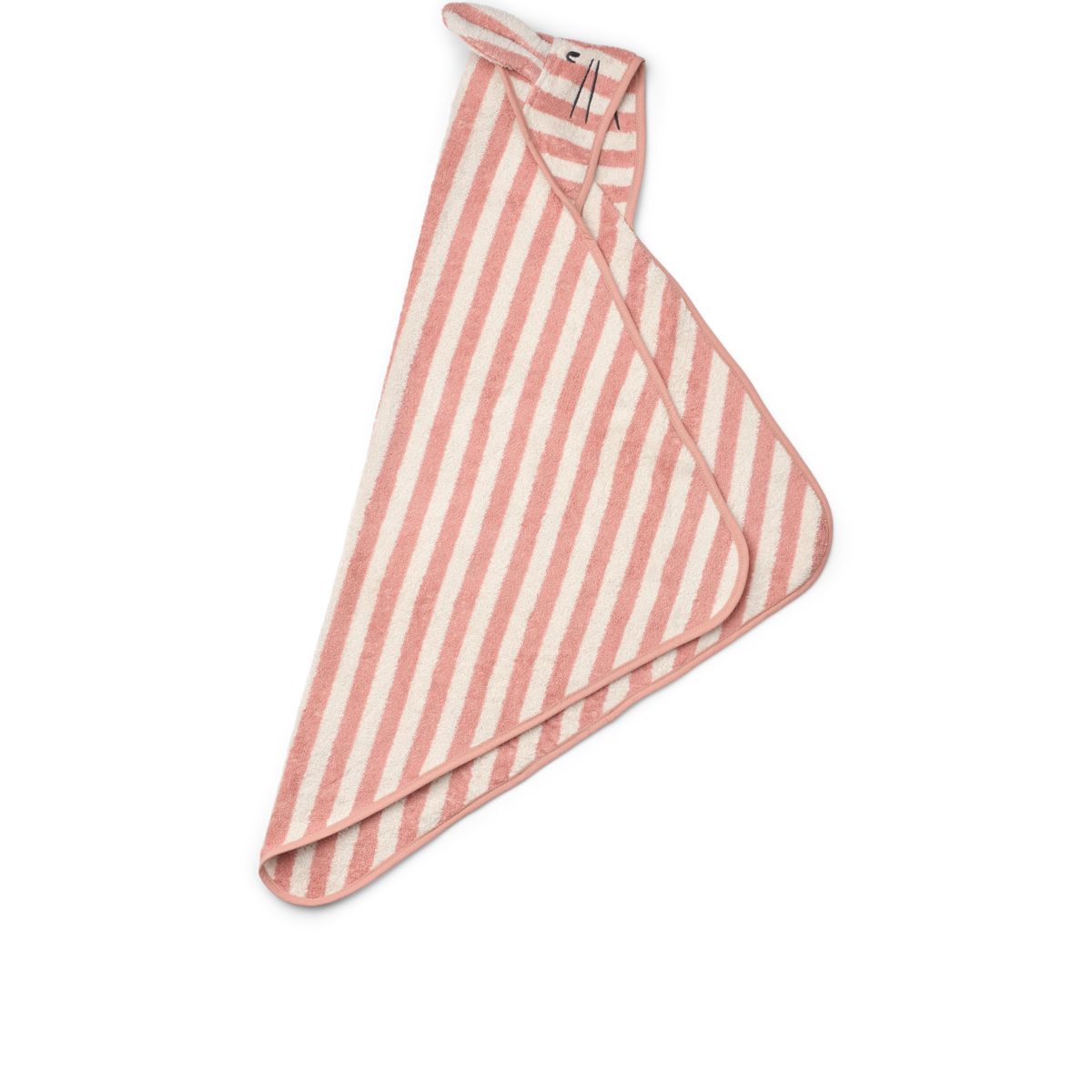 ALBERT babyhåndklæde med hætte - Coral blush / creme de la creme stripe