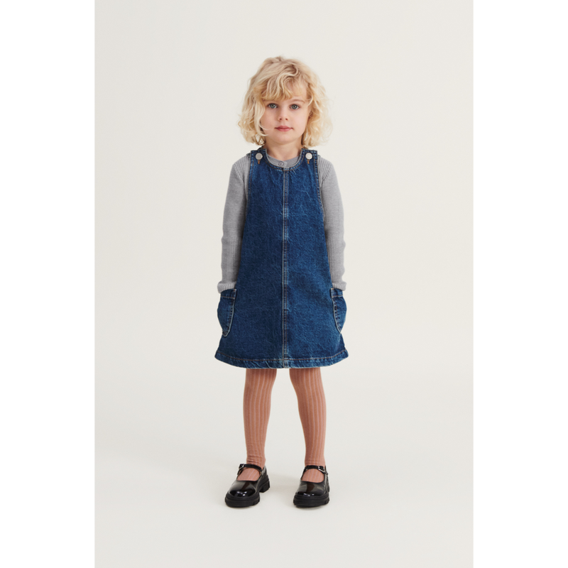 LIEWOOD Maddie forklædekjole i denim - Medium blue denim - Kjole