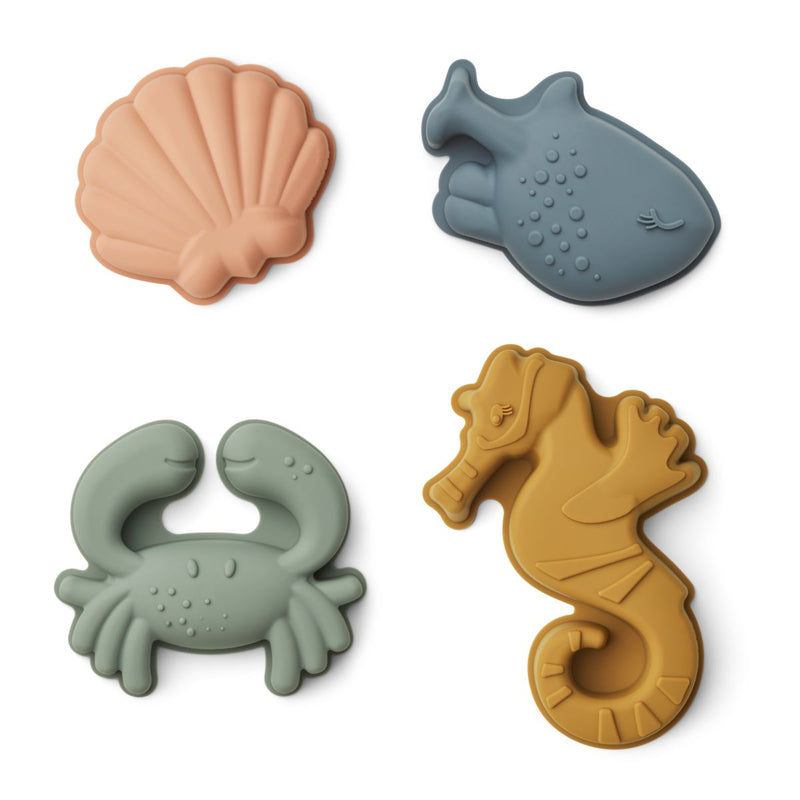 LIEWOOD Gill Havdyr sandforme 4-pak - Sea creature / Sandy -