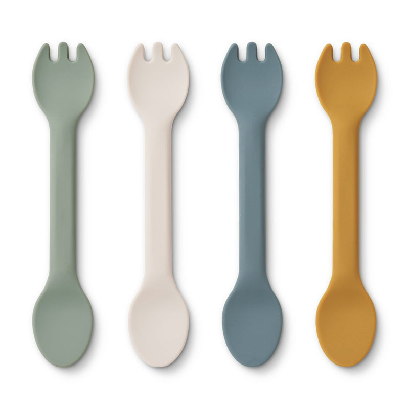 LIEWOOD Jan silikonespork 4-pak - Faune green multi mix - Bestik