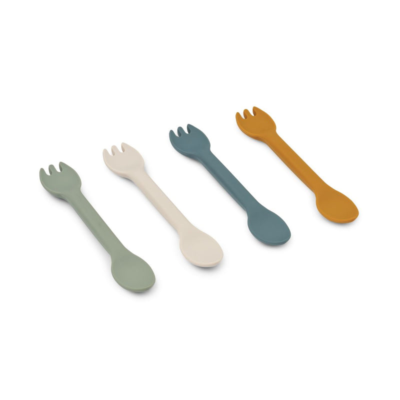 LIEWOOD Jan silikonespork 4-pak - Faune green multi mix - Bestik