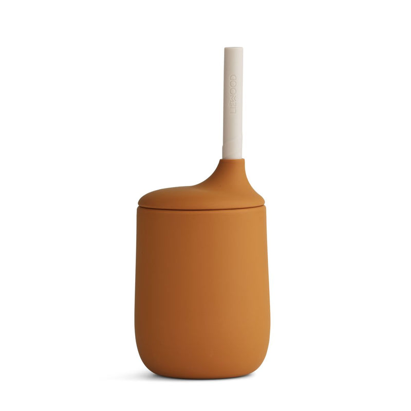 LIEWOOD Ellis børnekop med sugerør - Mustard / sandy mix - Kop