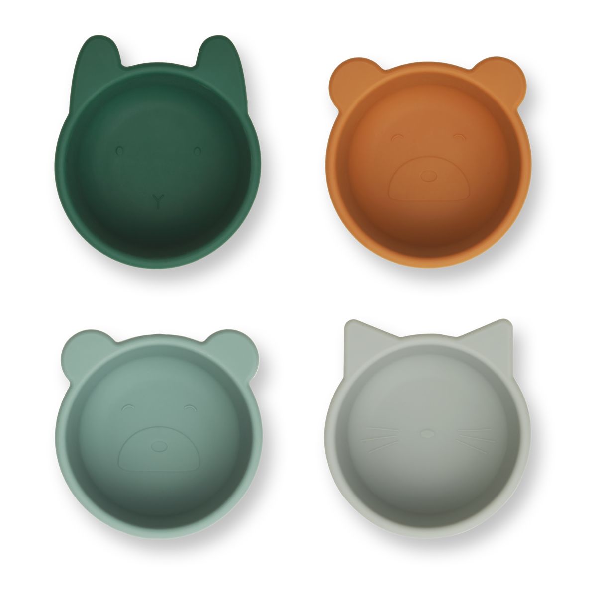 Malene silikoneskåle 4-pak - Green multi mix