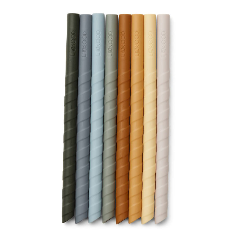 LIEWOOD Zoe straw set  8-pack - Blue multi mix - Sugerør