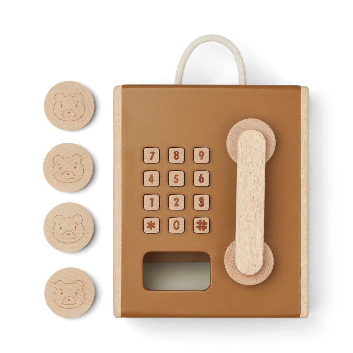 LIEWOOD Rufus mønttelefon - Golden caramel multi mix - FORUDSÆT SPIL