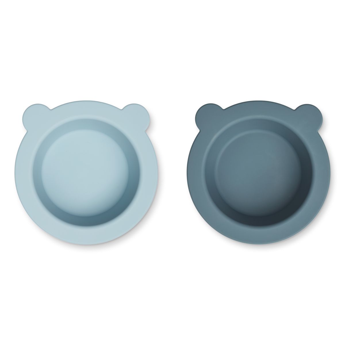 LIEWOOD Peony Skridsikker Skål 2-Pak - Sea blue / Whale blue - Skål
