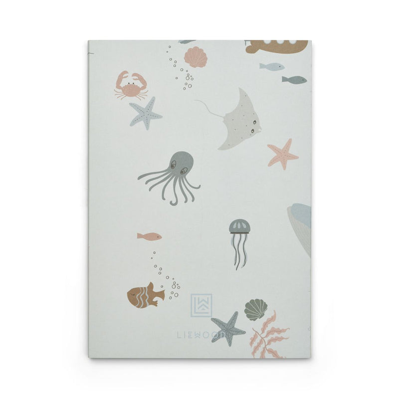 LIEWOOD Sidney notesbøger - Sea creature / Stripe mix - Notesbog