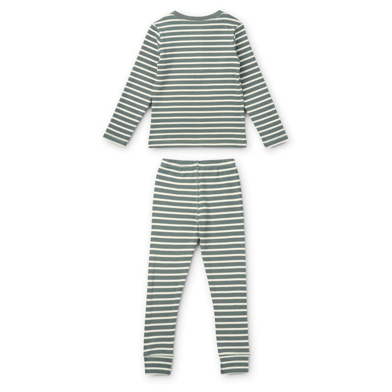 LIEWOOD Wilhelm pyjamassæt - Y/D stripe: Blue fog / sandy - Pyjamassæt