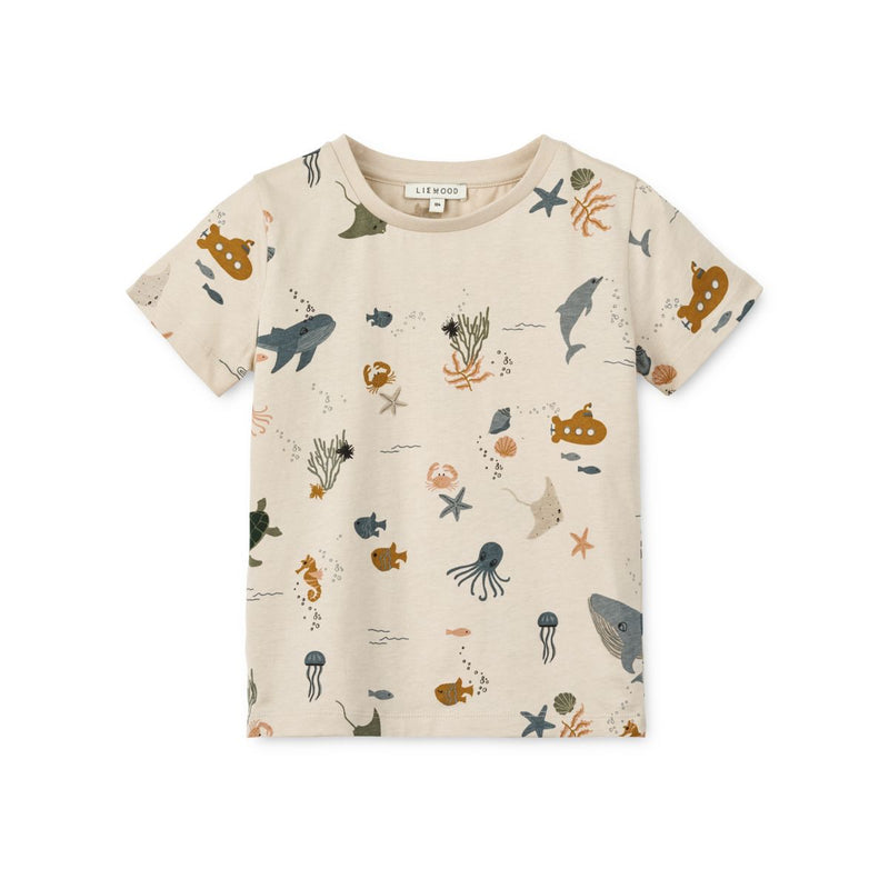 LIEWOOD Apia T-Shirt I Bomuld Med Print - Sea creature / Sandy - T-shirt