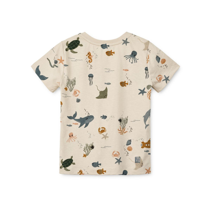 LIEWOOD Apia T-Shirt I Bomuld Med Print - Sea creature / Sandy - T-shirt