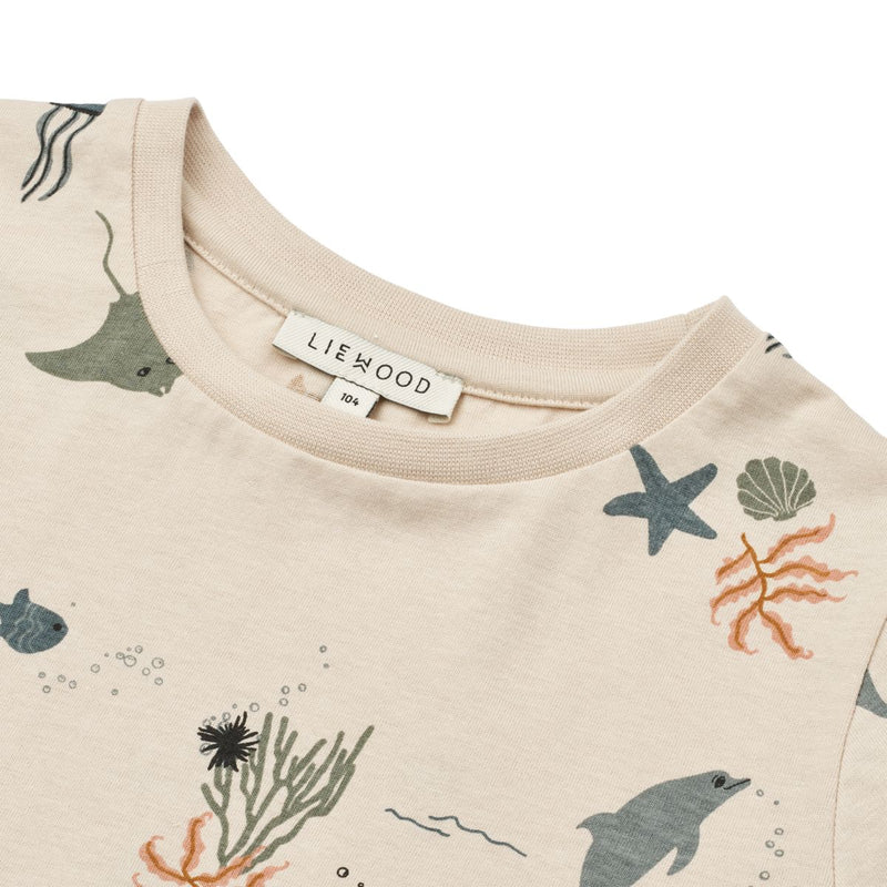 LIEWOOD Apia T-Shirt I Bomuld Med Print - Sea creature / Sandy - T-shirt