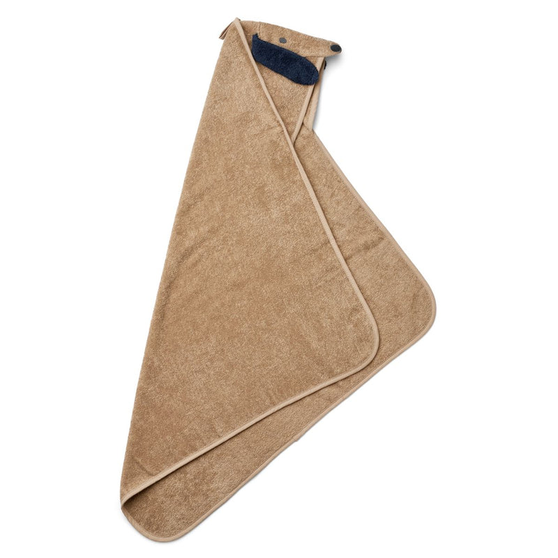 LIEWOOD Albert babyhåndklæde med hætte - Dog / oat mix - Håndklæder / Vaskeklude
