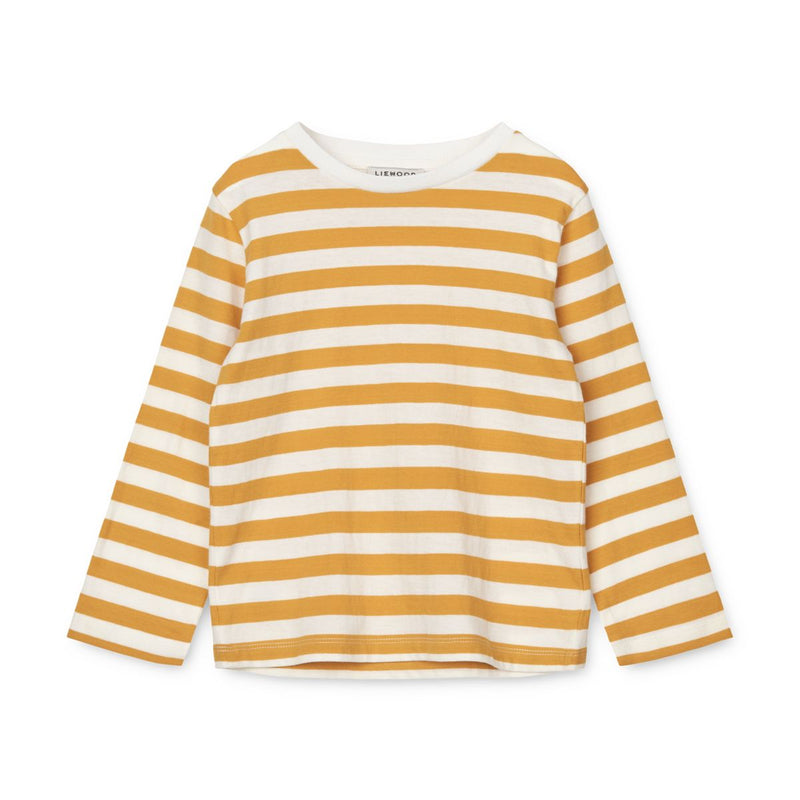 LIEWOOD Apia Y/D stribet T-shirt ls - Y/D stripes White / Yellow mellow - T-shirt