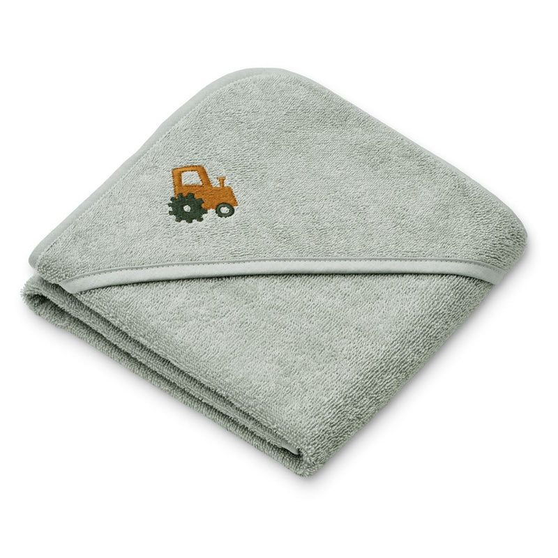 LIEWOOD Batu babyhåndklæde med hætte - Vehicles / Dove blue - Håndklæder / Vaskeklude