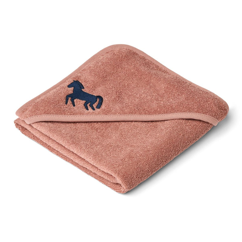 LIEWOOD Batu babyhåndklæde med hætte - Horses / Dark rosetta - Håndklæder / Vaskeklude