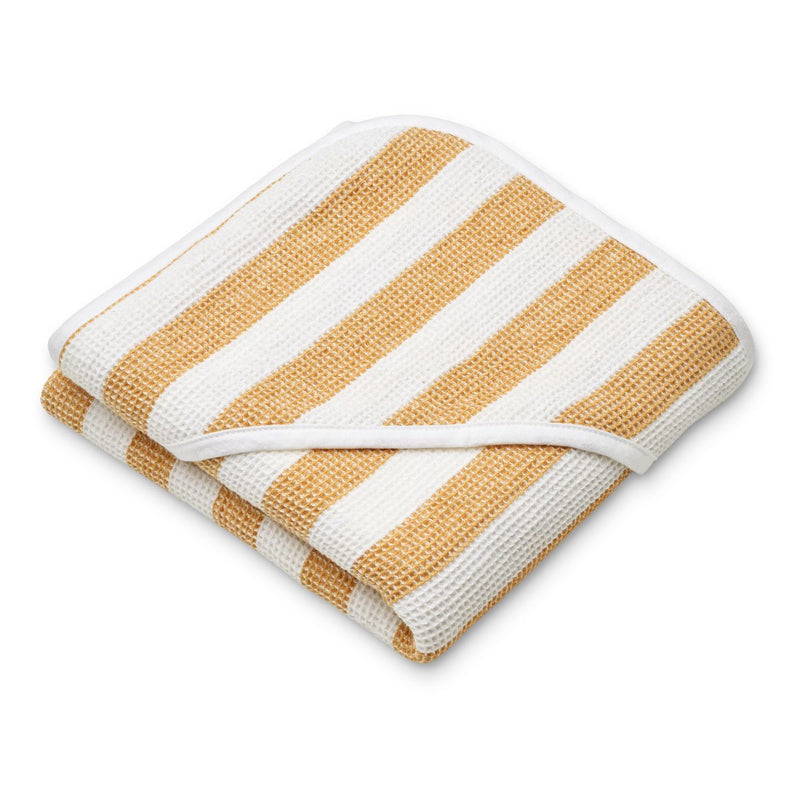 LIEWOOD Caro babyhåndklæde med hætte - Y/D stripes White / Yellow mellow - Håndklæder / Vaskeklude