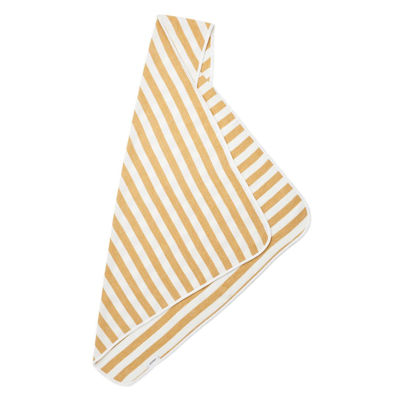 LIEWOOD Caro babyhåndklæde med hætte - Y/D stripes White / Yellow mellow - Håndklæder / Vaskeklude