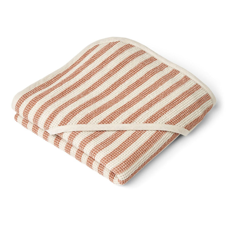 LIEWOOD Caro babyhåndklæde med hætte - Y/D Stripe Tuscany rose / Sandy - Håndklæder / Vaskeklude