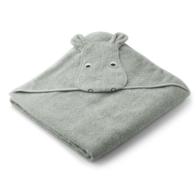 LIEWOOD Augusta juniorhåndklæde med hætte - Hippo dove blue - Håndklæder / Vaskeklude