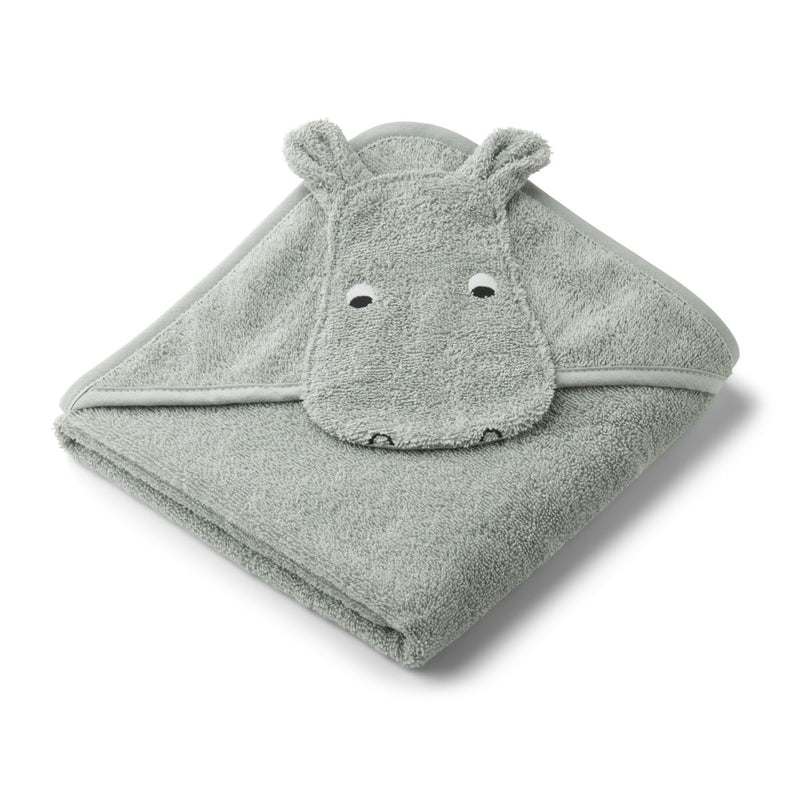 LIEWOOD Albert babyhåndklæde med hætte - Hippo dove blue - Håndklæder / Vaskeklude