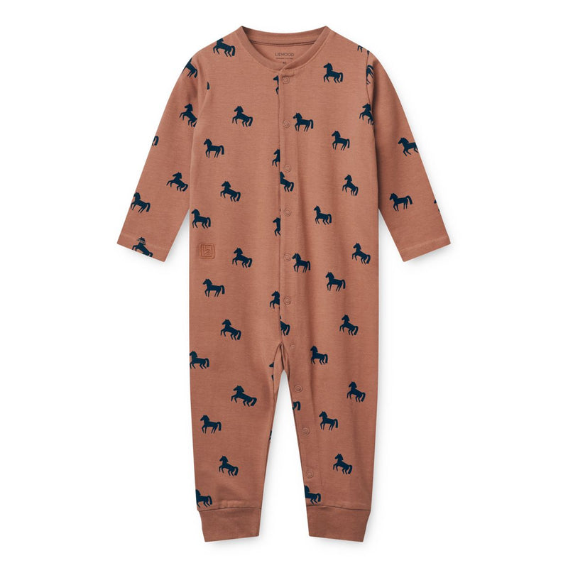 LIEWOOD Birk pyjamas jumpsuit - Horses / Dark rosetta - Pyjamas Jumpsuits
