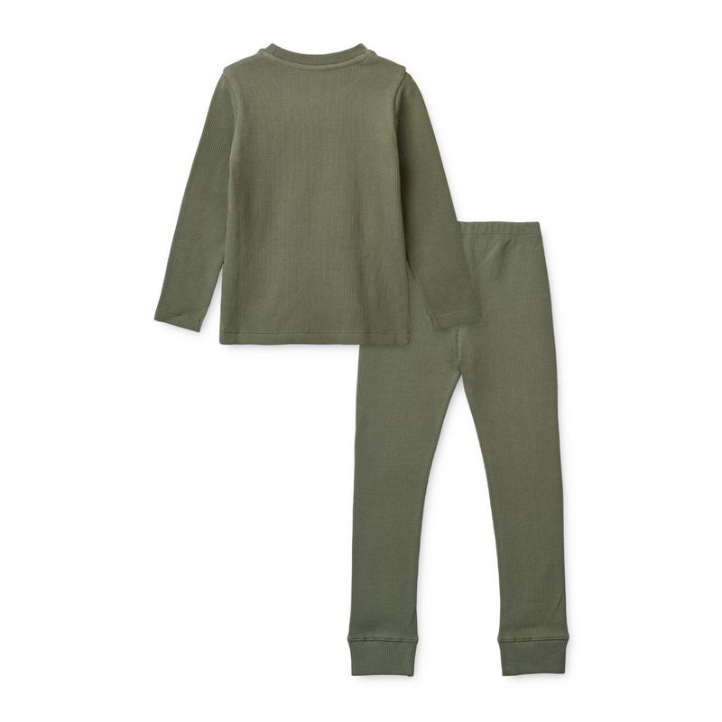 LIEWOOD Croydon pyjamassæt, vaflet - Faune green - Pyjamassæt