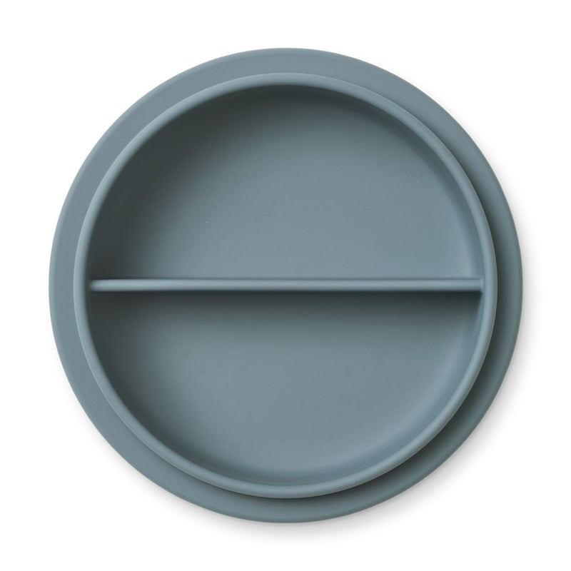 LIEWOOD Serge silikoneskål med låg - Whale blue - Skål