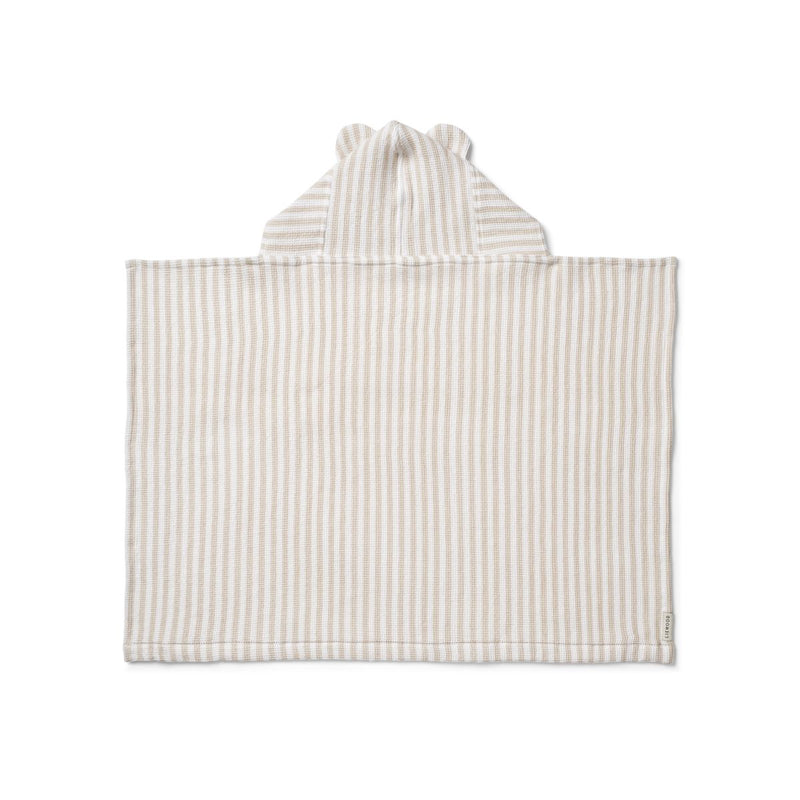LIEWOOD Vilas vaflet babyhåndklæde med hætte - Y/D stripes Crisp white / Sandy - Håndklæder / Vaskeklude