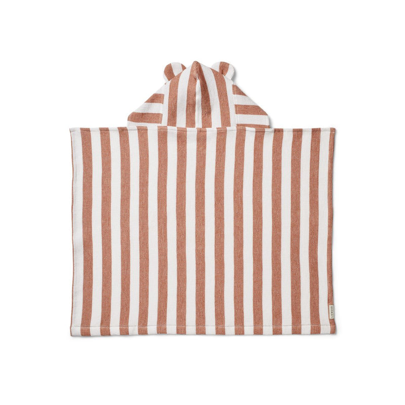 LIEWOOD Vilas vaflet babyhåndklæde med hætte - Y/D stripes White / Tuscany rose - Håndklæder / Vaskeklude